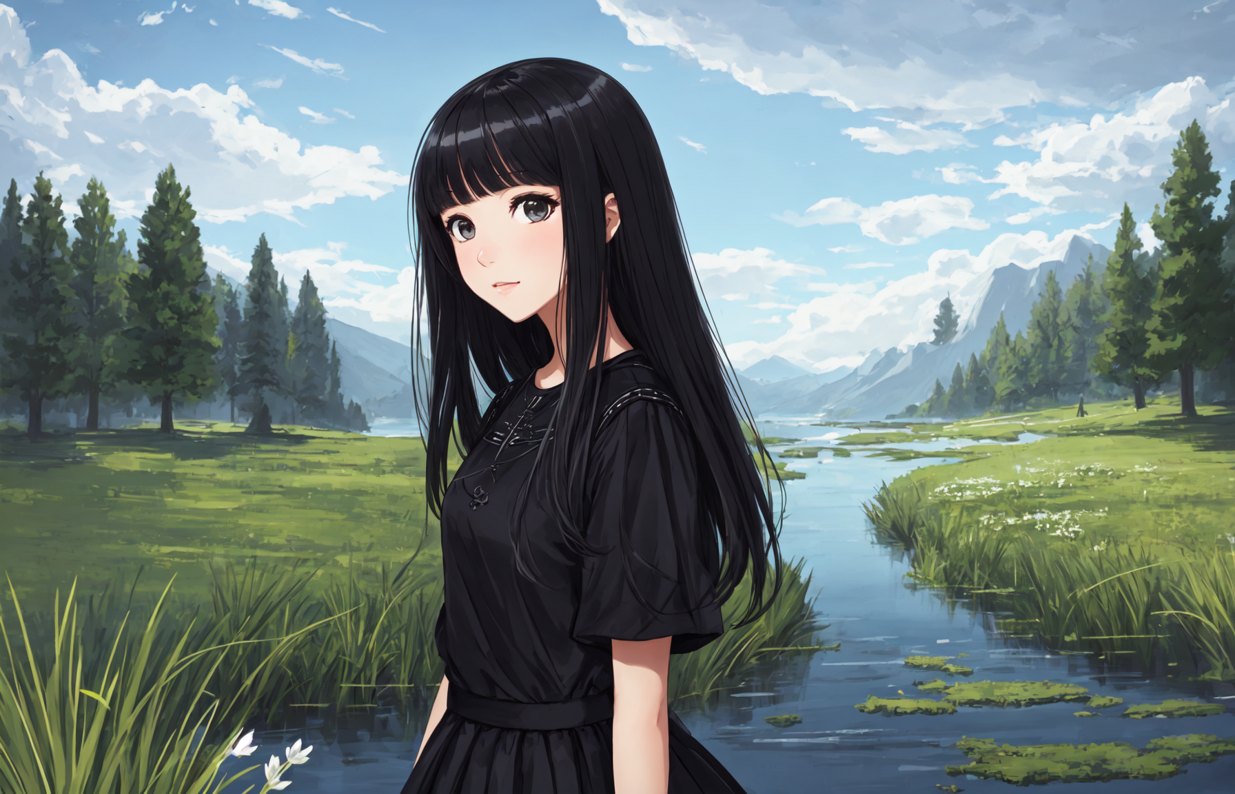 mksks style, (very detailed background:1.0), (highly detailed background:1.0), 1girl, full_body, looking_at_viewer, black_...